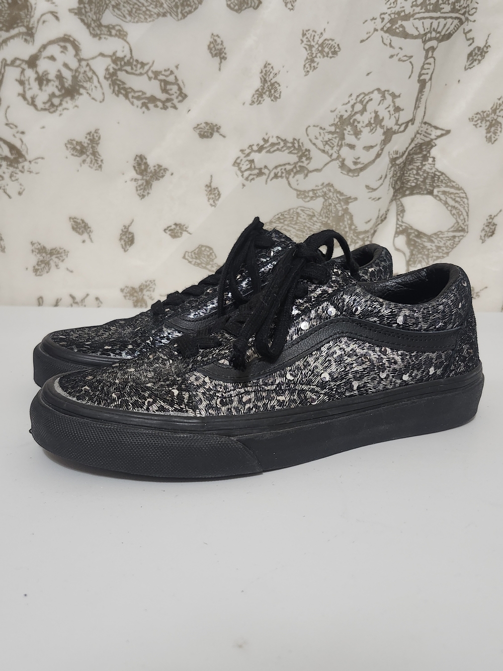 Old Skool Women’s Size 5.5 Black Metallic Leopard Sneakers Skate Shoes